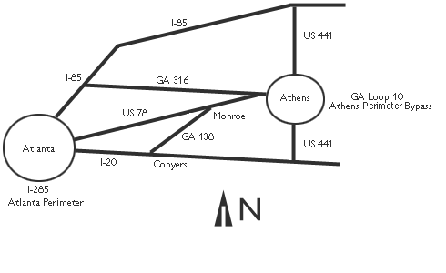 Directions to Athens from Atlanta